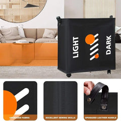 3 Section Laundry Basket with Wheels-Black