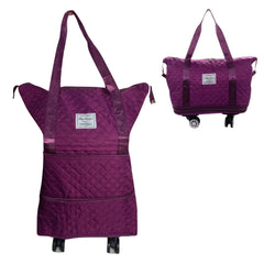 Expandable Duffel Bag with Rolling Wheels-Dark Purple