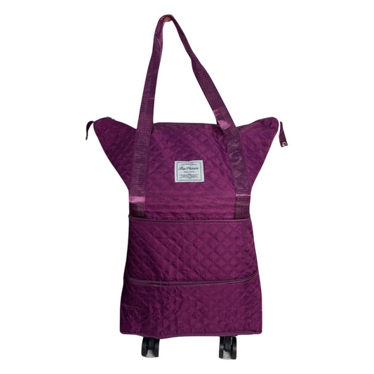Expandable Duffel Bag with Rolling Wheels-Dark Purple