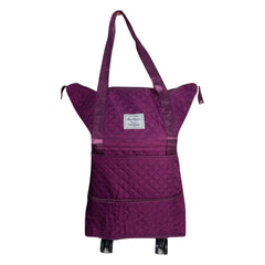 Expandable Duffel Bag with Rolling Wheels-Dark Purple