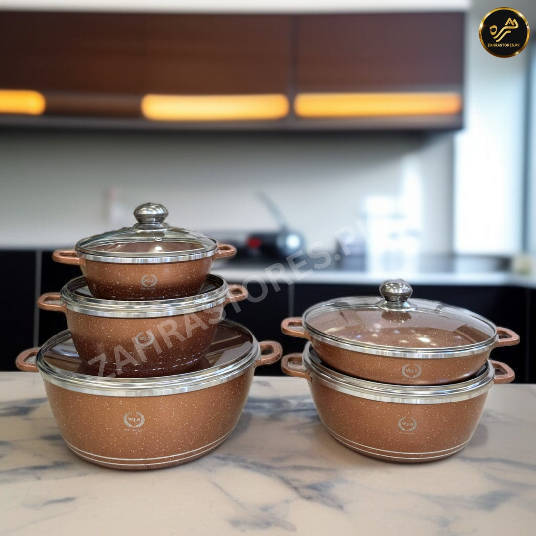 W.J.S 10 Pcs Die Casting Cookware Set-Copper