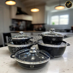 W.J.S 10 Pcs Die Casting Cookware Set-Black