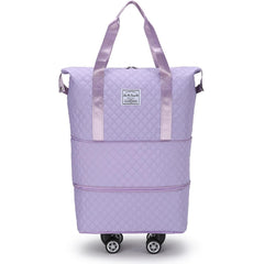 Expandable Duffel Bag with Rolling Wheels-Light Purple