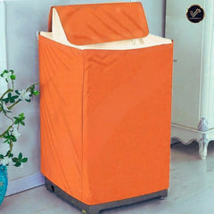 Washing Machine Cover With Pouch-Orange (for 12 to 16 KG)