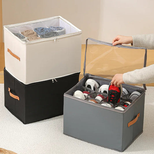 12 Grid Foldable Shoe Organizer -Black