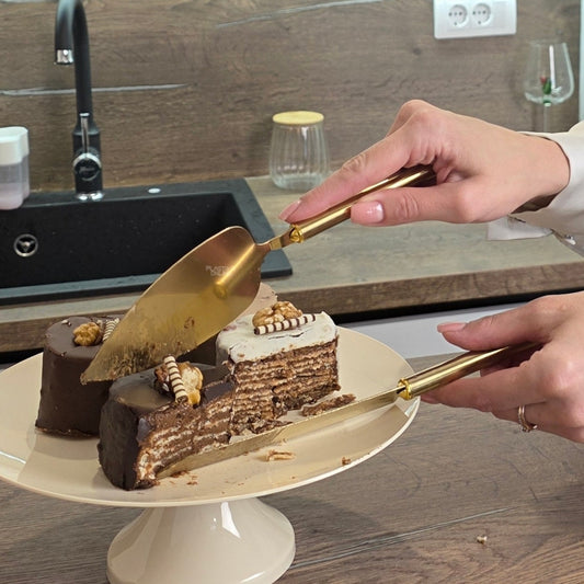 2 Pcs Cake Serving Set-Golden