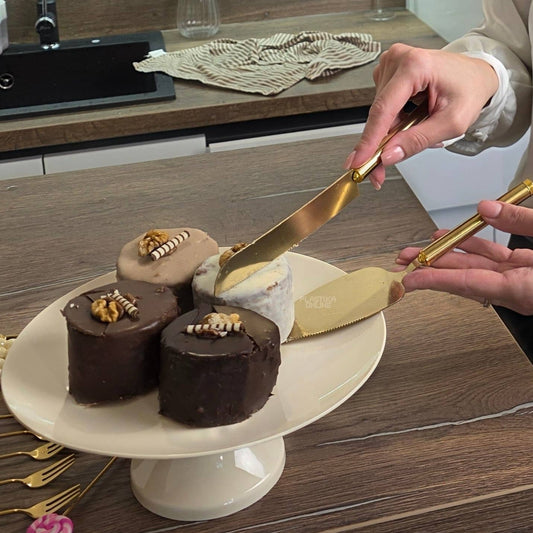 2 Pcs Cake Serving Set-Golden