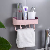 Wall Mounted Shower Shelf Wall Mountable (Pink)