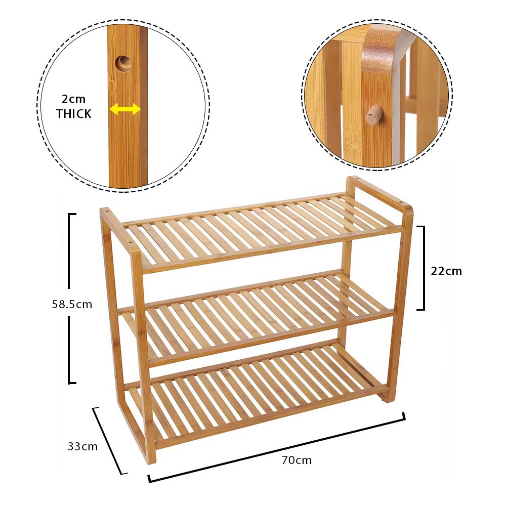 3 Tier Wooden Shoe Rack