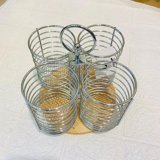 Stainless Steel Woodbase Spoon Holder