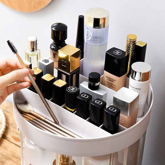 DRESSING TABLE ORGANIZER WITH 2 ROTATING JEWELRY DRAWERS