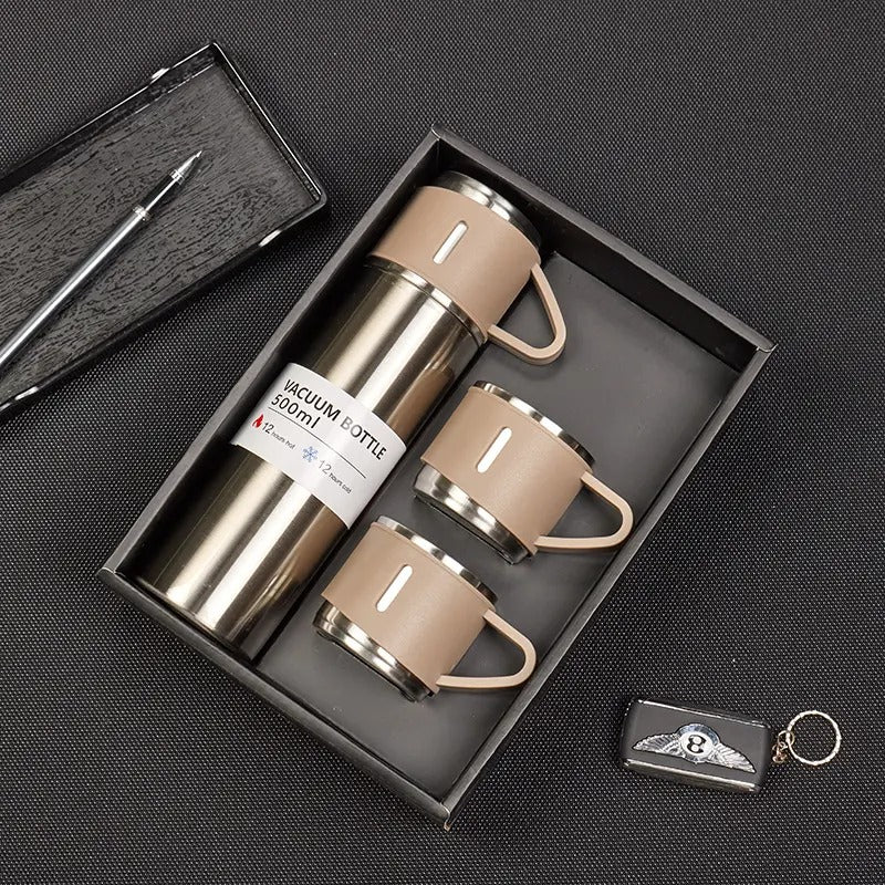 S M CREATION Steel Vacuum Flask Set with 2 Steel Cups Combo-Keeps  HOT/Cold-Ideal Gift (MULTI) 500 ml Bottle - Buy S M CREATION Steel Vacuum  Flask Set with 2 Steel Cups Combo-Keeps