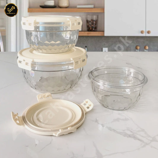 3 Pcs Air Tight Food Boxes (Light Grey)