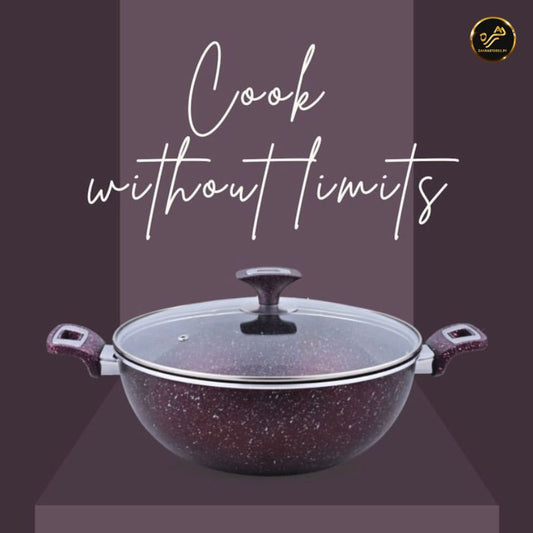 XELENT Marble Coated Wok(Mehroon)