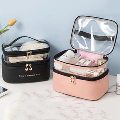 Double Layer Cosmetic Pouch-Black