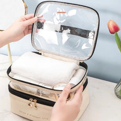 Double Layer Cosmetic Pouch-White