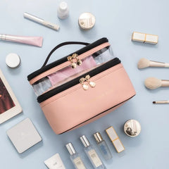 Double Layer Cosmetic Pouch-Pink