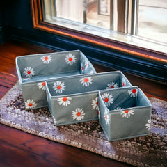 3 Pc Printed Storage Organizer-Grey Flower