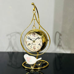 Hanging Clock with Sparrow