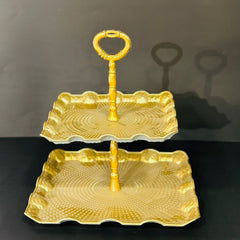 2 Tier Golden Pastry Tray (Square)