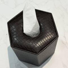 Leather Tissue Box Round -D3