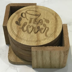 Round Wooden Tea Coaster Set