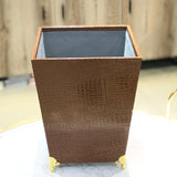 Leather Dustbin+Tissue Box-Brown