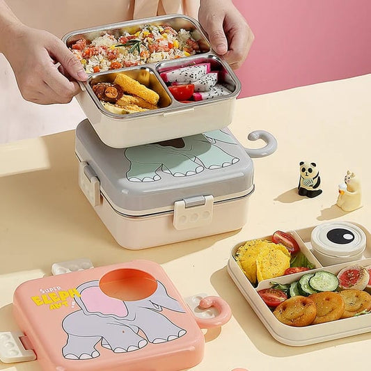 Cartoon Design Lunch Box-Grey