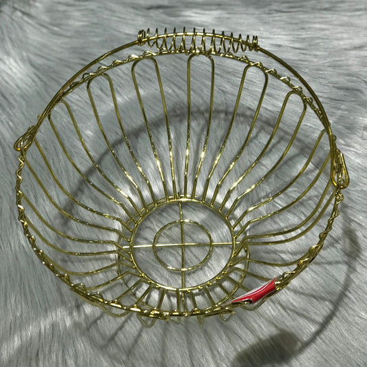 Round Fruit Basket with Handle-Golden