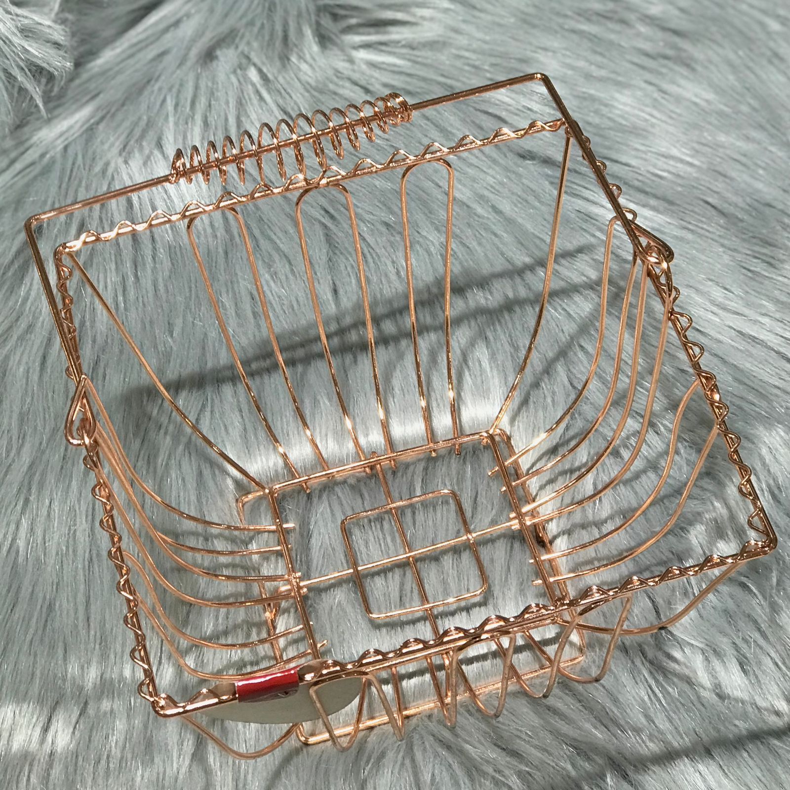 Square Fruit Basket with Handle-Copper