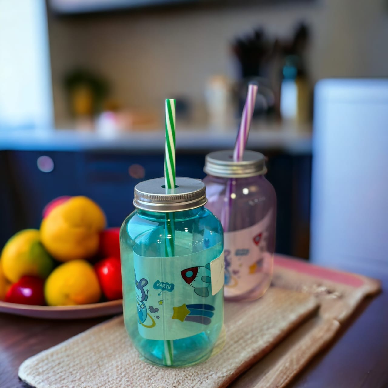 Plastic Mason Jar with Straw