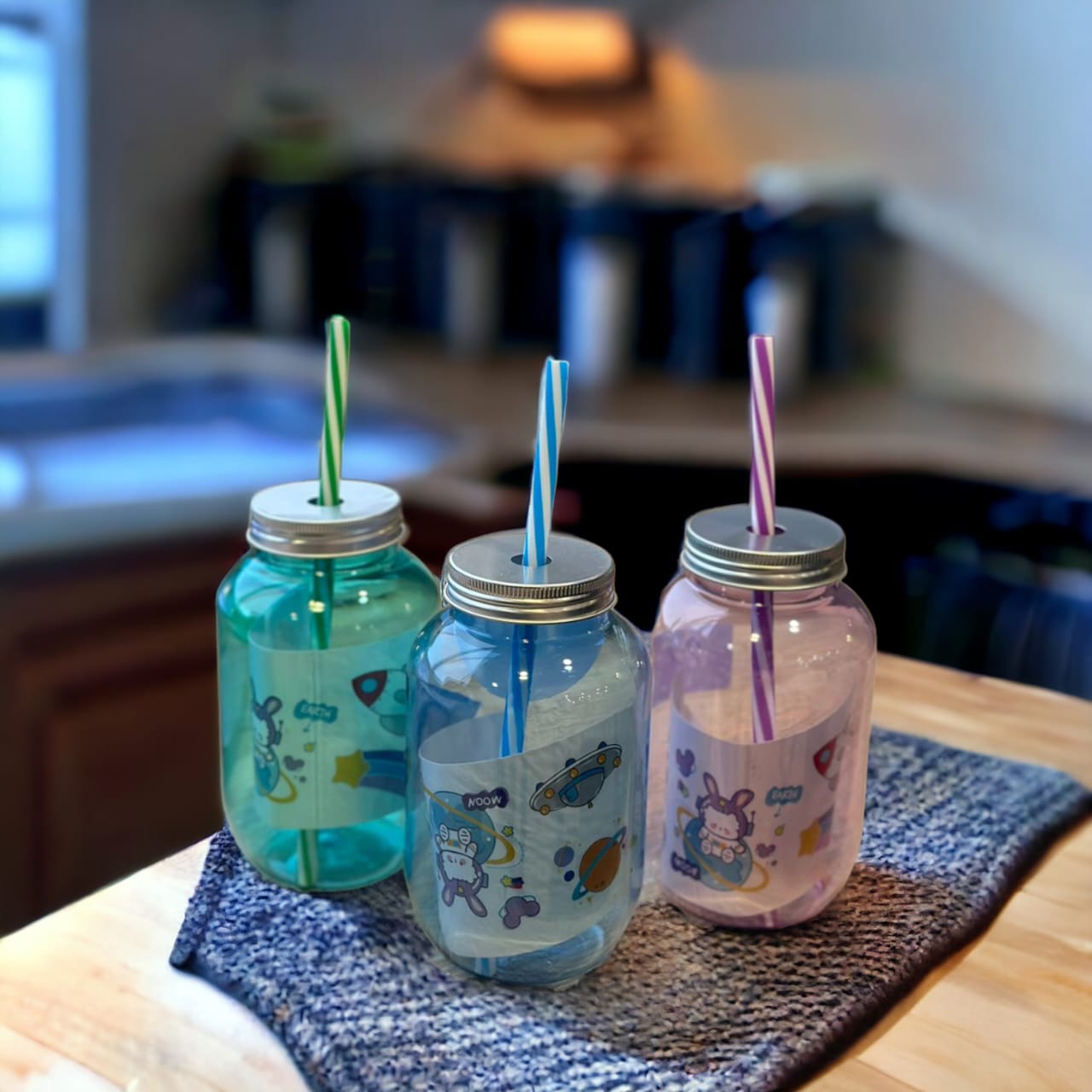 Plastic Mason Jar with Straw