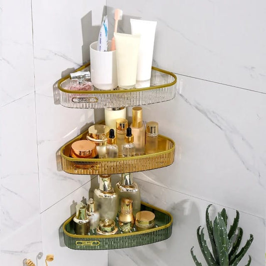 Wall Mounted Acrylic Bathroom Corner Shelf (Without Tape)