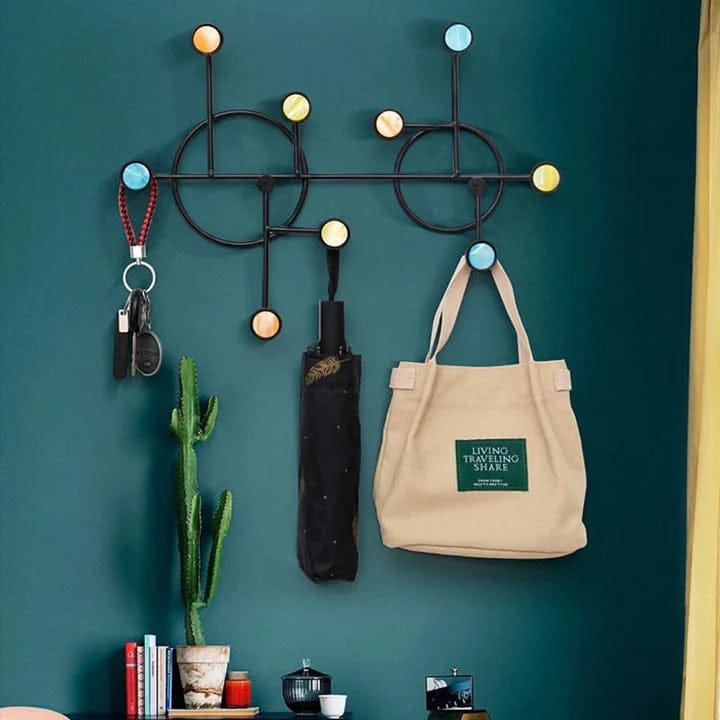 NORDIC STYLE WALL SHELF WITH HOOKS - (Circle)