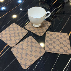 Leather Tea Coaster 4 Pc-D3