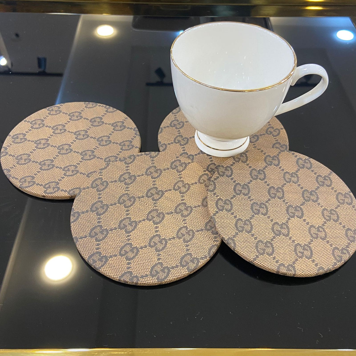 Leather Tea Coaster 4 Pc-D5