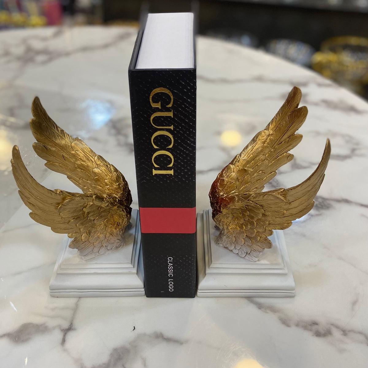 1 Pair WINGS bookends Golden&white