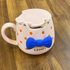 Ceramic Mug with Lid-Pink