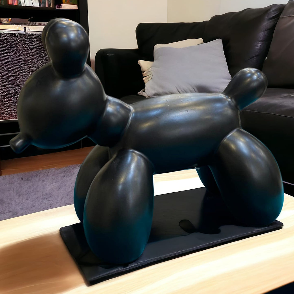 Ceramic Dog Statue Black Large