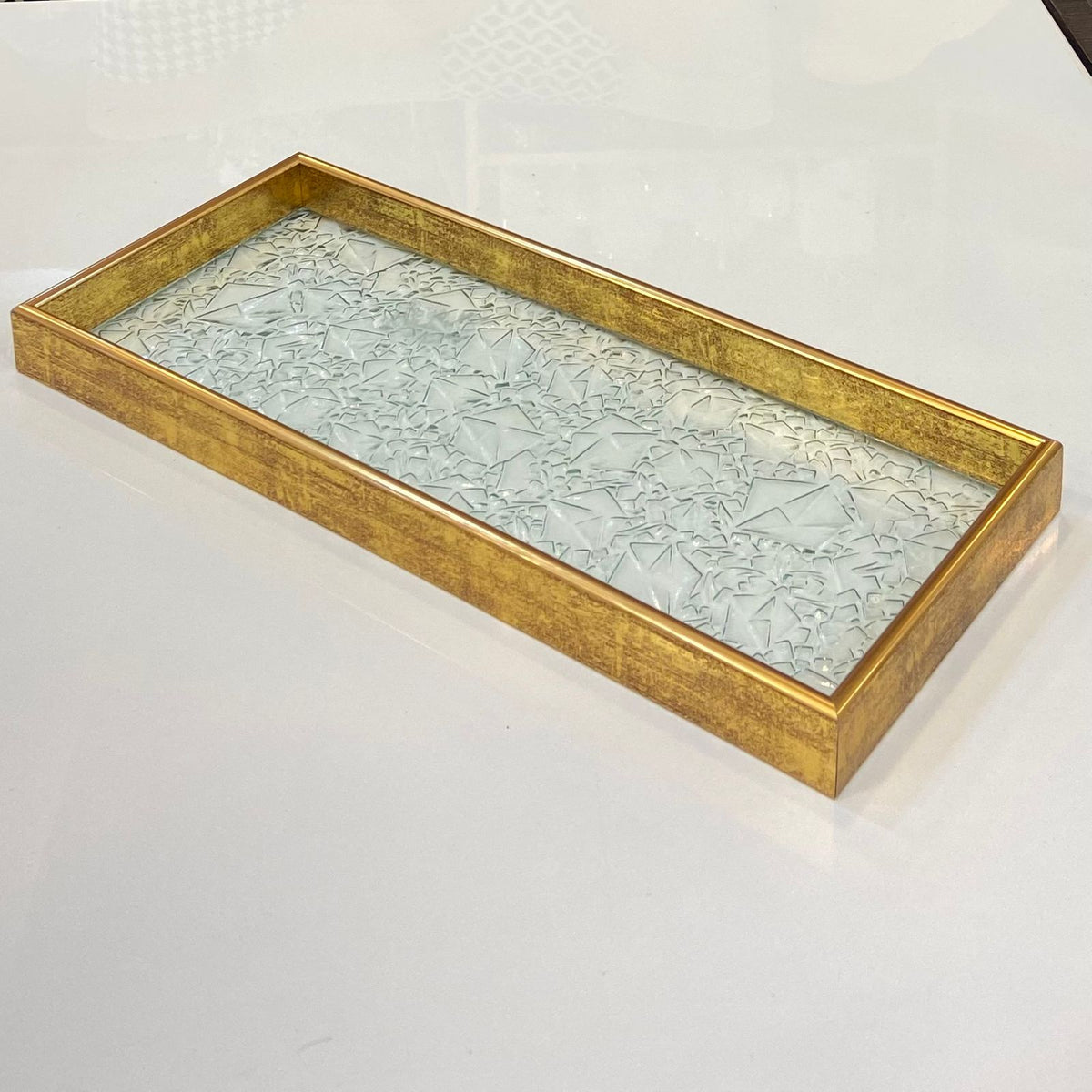 Versatile Golden Border Glass Tray-D1