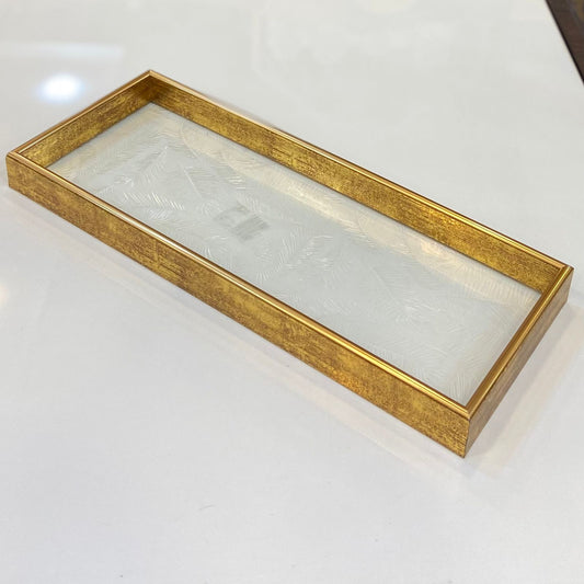 Versatile Golden Border Glass Tray-D2
