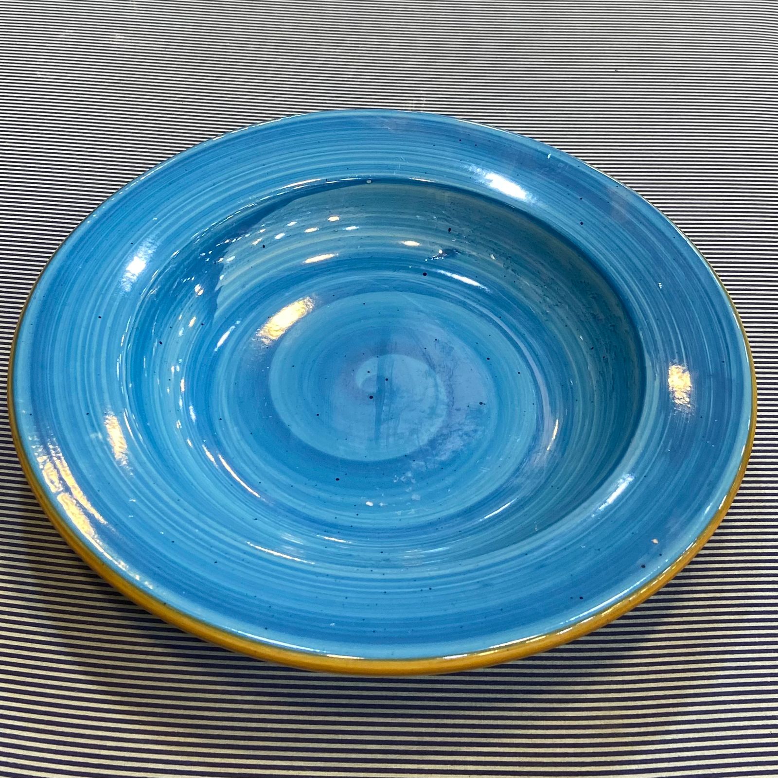 Ceramic Round Curry Plate-Blue