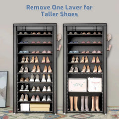 9 Tier Shoe Rack With Dustproof Cover-Grey