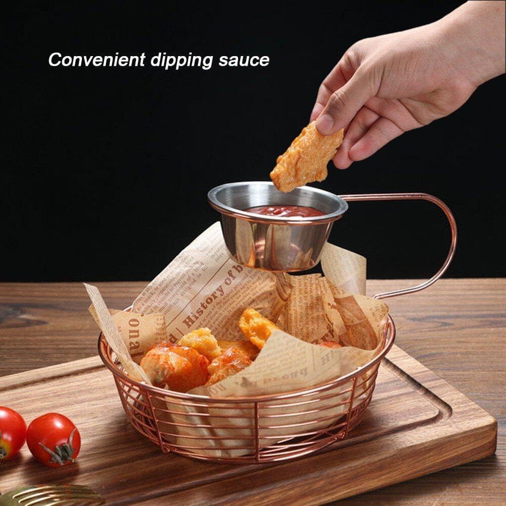 Snack Plate Basket with Hanging Sauce (Copper)