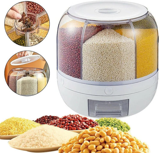 6 Compartment Grain Storage Dispenser White-M