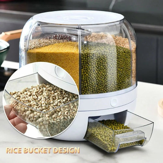 6  Compartment Grain Storage Dispenser Round Large