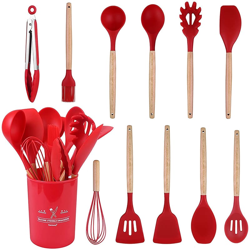 12 PCS Silicone Kitchenware Cooking Utensils Set Red