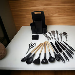 20 Pcs Silicone Cooking Kitchen Utensils Set Black