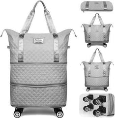 Expandable Duffel Bag with Rolling Wheels-Grey