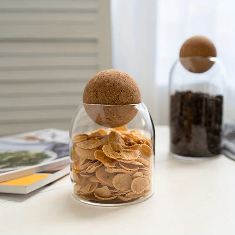 Glass Jar with Wool Ball Lid-Small